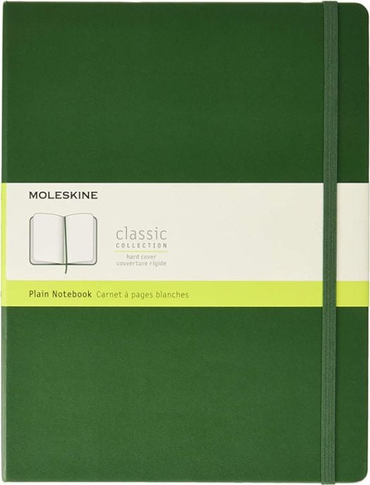 Голям зелен тефтер Moleskine Classic Myrtle Green с твърди корици и нелинирани страници