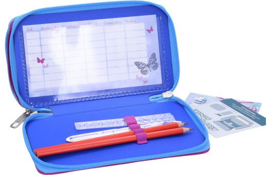 Ученически несесер Пеперуди с три отделения, пълен - модел 2022