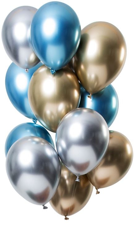 Комплект балони с огледален ефект Folat - Sapphire, 12 бр.