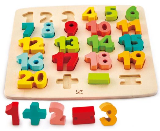 Дървен пъзел Hape - Цифри с поставка