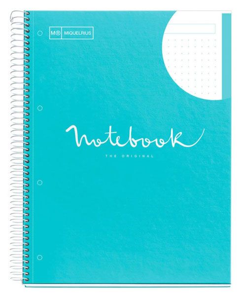 Тетрадка Miquelrius Emotions А4 DarkTurquoise със спирала, 80 листа на точки, тюркоаз