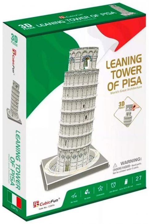 3D пъзел Cubic Fun - Наклонената кула в Пиза, 27 части