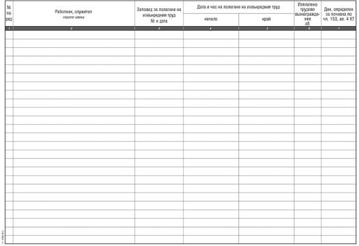 Книга за отчитане на извънредния труд, меки корици