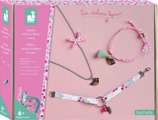 Творчески комплект Janod - Направи бижута, Цветни панделки