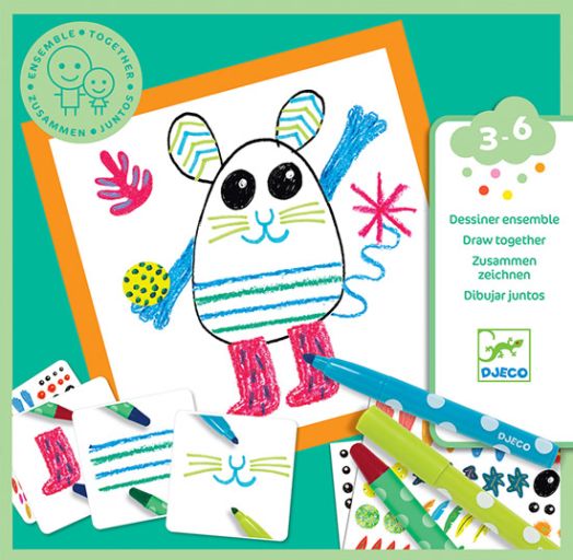 Комплект за рисуване Djeco: Забавни животни