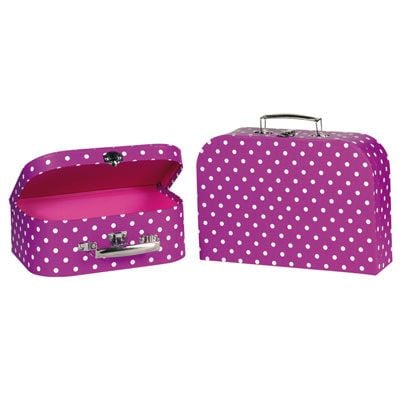 Детски куфари Goki, лилави на бели точки