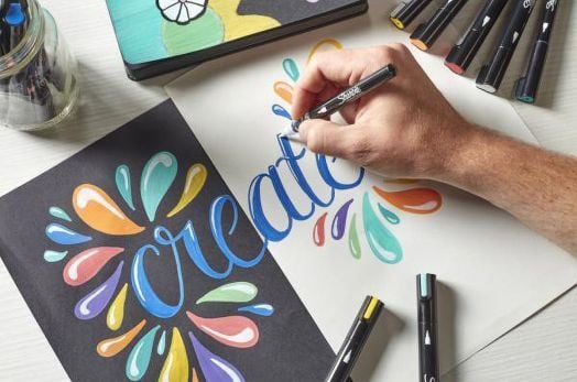 Комплект акрилни маркери Sharpie Creative Brush Tip, 5 цвята