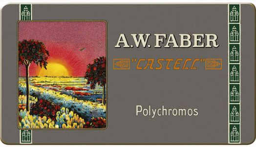 Цветни моливи Faber-Castel Polychromos в метална кутия, 12 цвята