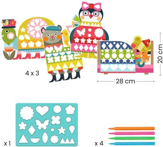 Творчески комплект Djeco - Направи колажи и оцвети с форми