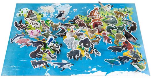 Образователен пъзел Janod - Застрашени животни