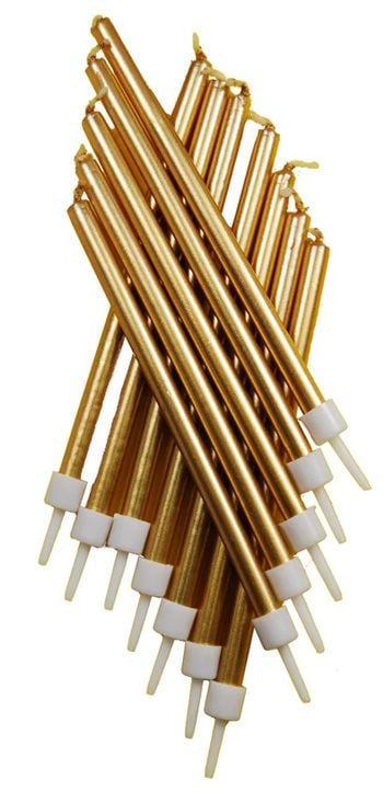 Дълги свещички Creative Party - Златни, 12 бр.