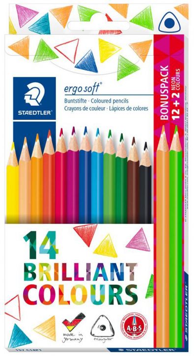 Цветни моливи Staedtler 157 Ergosoft , 12+2 цвята