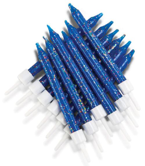 Свещички Creative Party - Тъмносини с брокат, 12 бр.