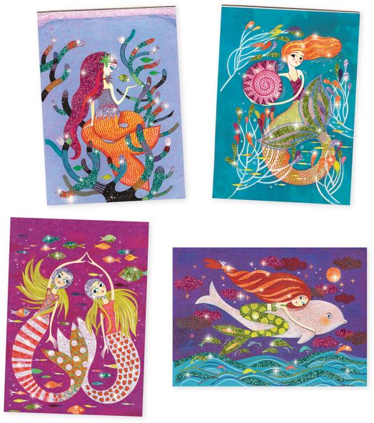 Комплект за рисуване с брокат Djeco - Mermaid
