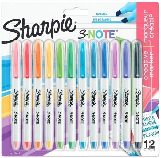 Комплект маркери Sharpie S-Note, 12 цвята