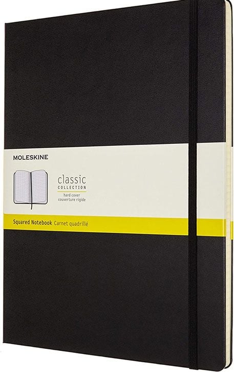 Черен тефтер Moleskine Classic Black A4 с твърди корици и листа на малки квадратчета