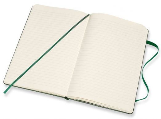 Класически лавровозелен тефтер Moleskine Classic Myrtle Green с твърди корици и листа на широки редове