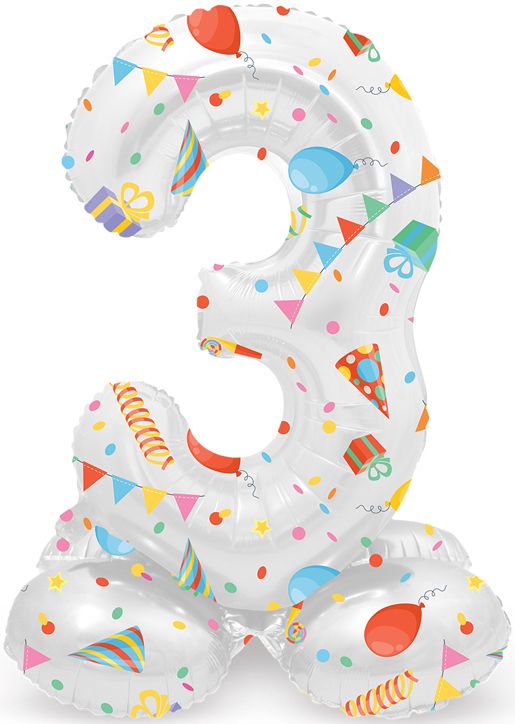 Фолиев балон Folat - Цифра 3, бял