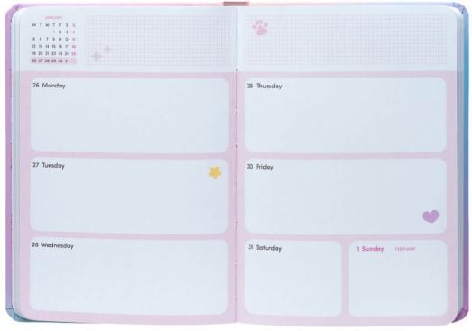 Джобен седмичен планер Grupo Erik Pusheen за 17 месеца - август 2025 / декември 2026 година