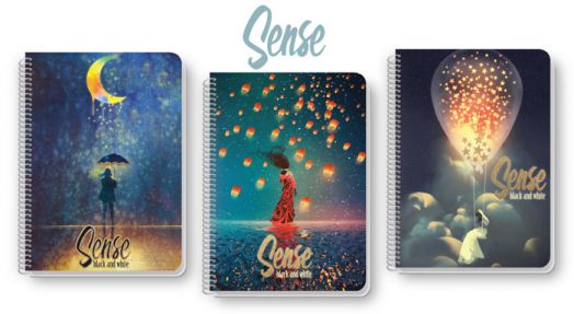 Тетрадка Black & White B5 със спирала и 3 теми, 105 листа - широки редове