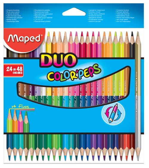 Цветни моливи Maped Color'Peps Duo, 24 бр., 48 цвята