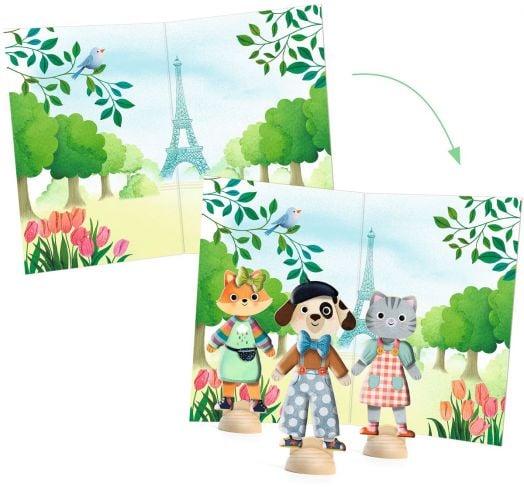 Творчески комплект Djeco - Облечи със стикери куклата