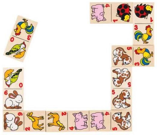 Дървено домино Goki, животни и цифри