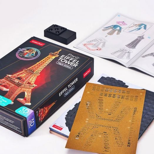 Светещ 3D пъзел Cubic Fun - Айфеловата Кула, 51 части