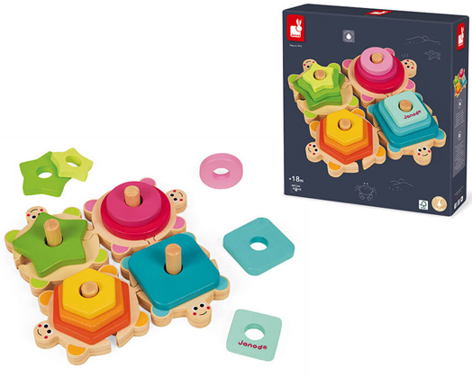 Дървена низанка Janod - Костенурки