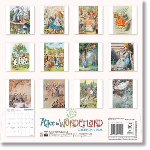 Стенен календар Alice's Adventures in Wonderland, 2026 година