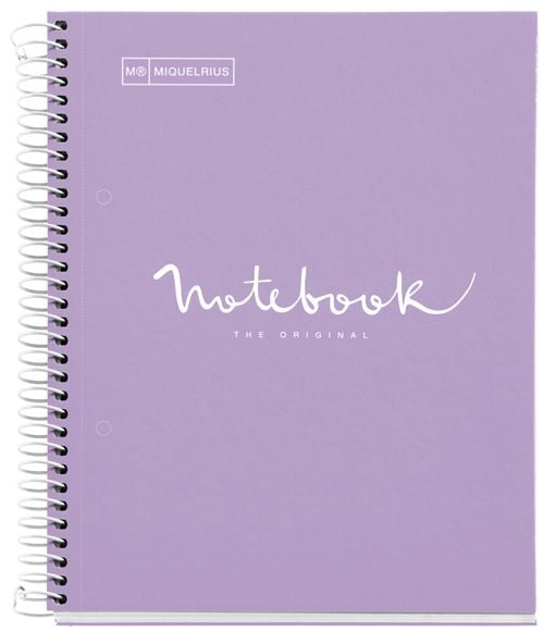 Тетрадка Miquelrius Emotions A5 със спирала, 80 листа на малки квадратчета, лилава