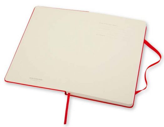 Джобен червен тефтер Moleskine с твърди корици, нелинирани страници