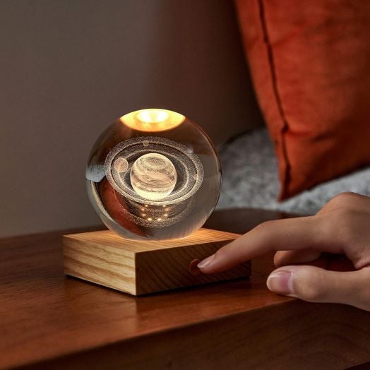 Нощна лампа Gingko Amber Crystal Light Saturn