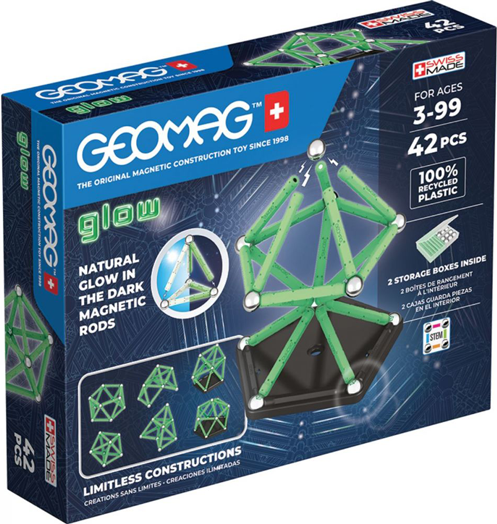 Магнитен конструктор Geomag - Glow, 42 части