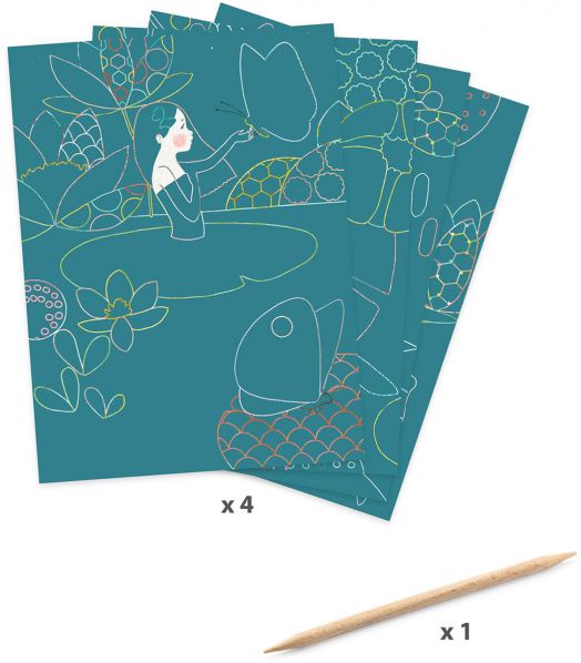 Комплект скреч картини Djeco - Езеро