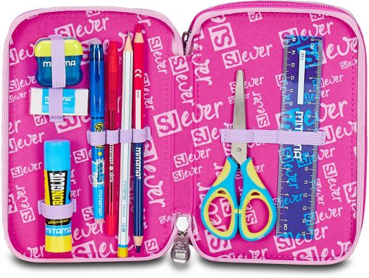 Ученически несесер Seven SJ Ever Unicorn с три отделения, пълен