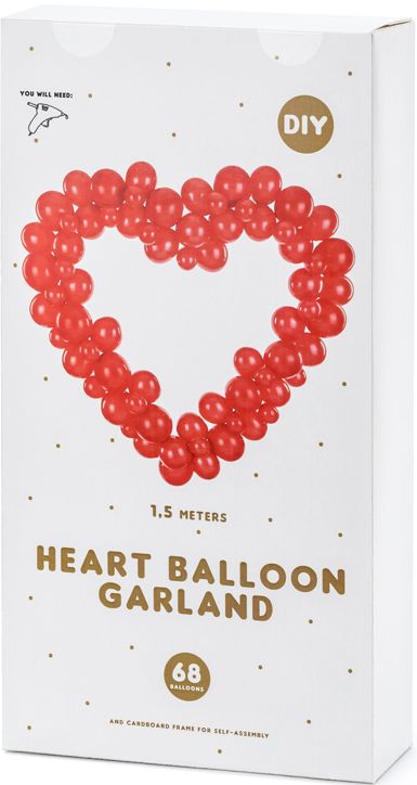 Комплект балони PartyDeco - Червен гирлянд сърце