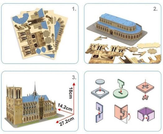 3D пъзел Cubic Fun - Катедралата Нотр Дам, 53 части