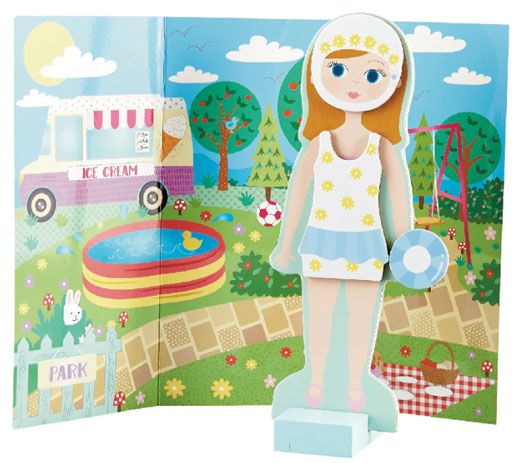 Дървена кукла за преобличане Floss & Rock, Magnetic Dress up Doll - Elsie