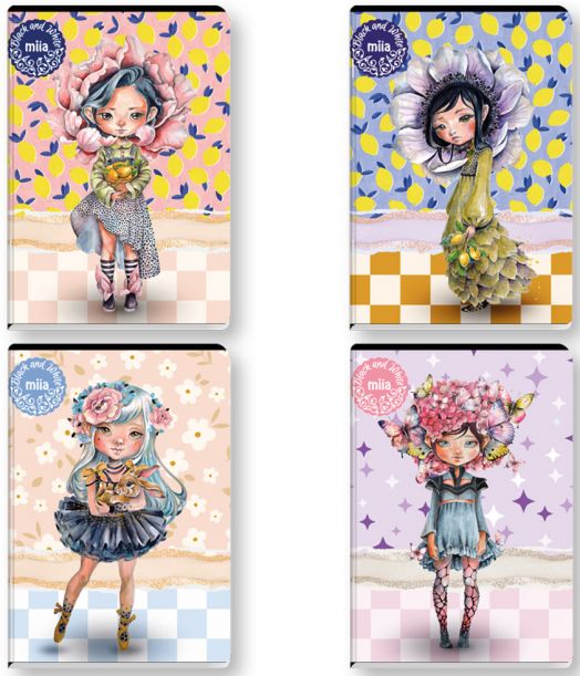 Тетрадка Black & White Miia А5, 40 листа - тесни и широки редове