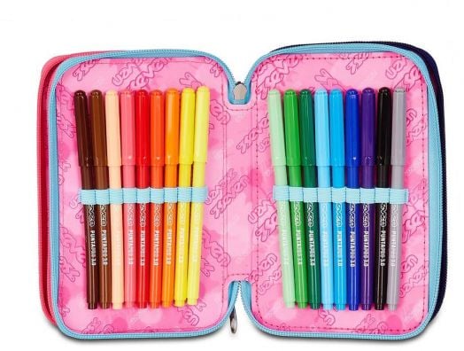 Ученически несесер Seven SJ Shady Dye с три отделения, пълен