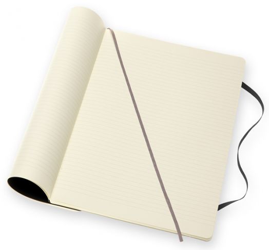 Черен тефтер Moleskine Classic Black в размер A4 с меки корици и листа на широки редове