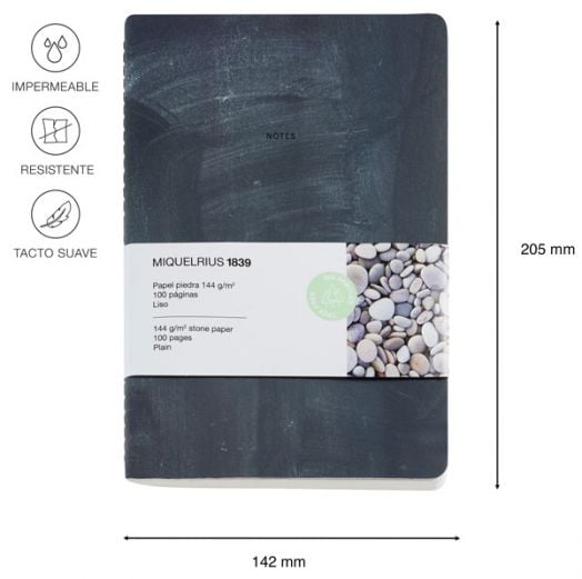 Тефтер Miquelrius Stone Paper Black А5, 100 нелинирани страници