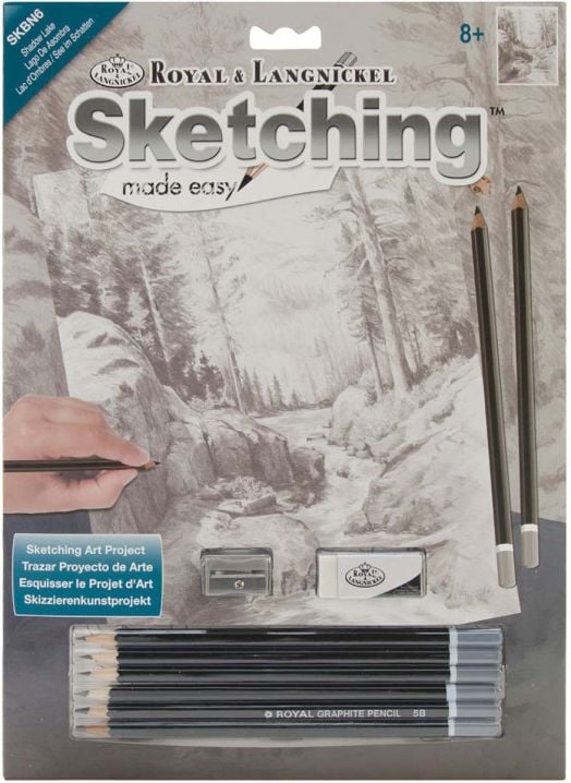 Комплект за лесно рисуване с моливи Royal & Langnickel - Поток, графика с размер 23 х 30 см.