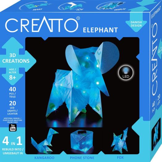 Направи сам 3D LED фигурки 4 в 1 Creatto - Слон