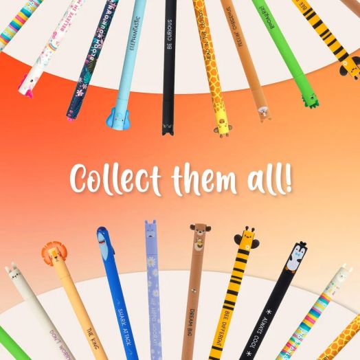 Изтриваема гел химикалка Legami Tiger с капачка и гумичка