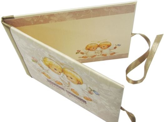 Луксозна картичка за кръщене - Ангелчета