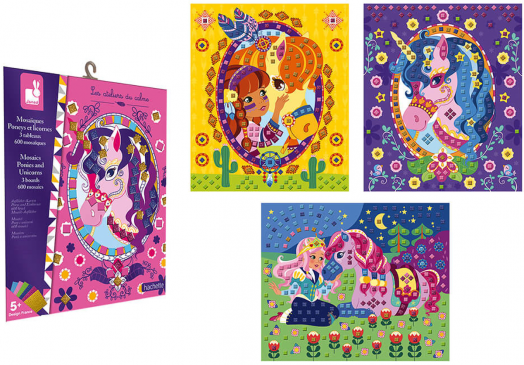 Творчески комплект Janod - Мозайка с понита и еднорози