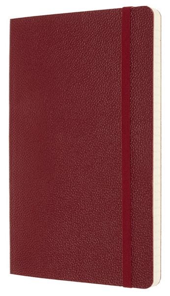 Кожен класически тефтер Moleskine Classic Leather Red с меки корици и листа на широки редове