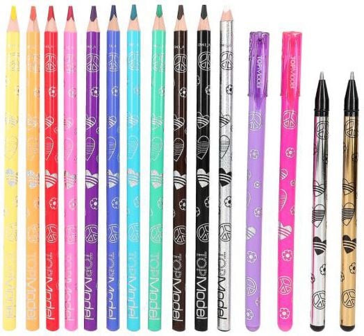 Книжка за оцветяване Top Model с моливи и химикалки